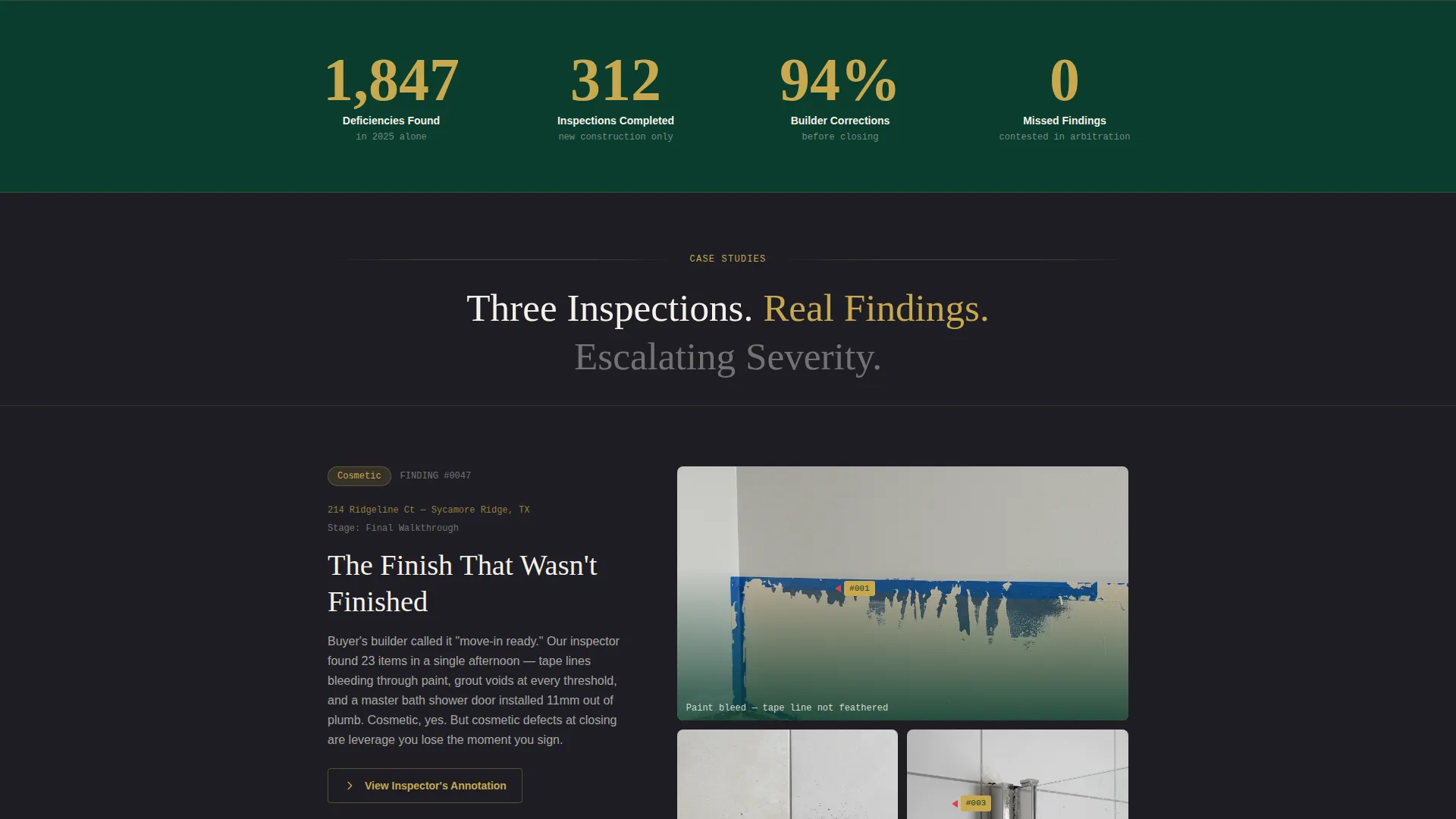 New Construction Home Inspector Landing Page
