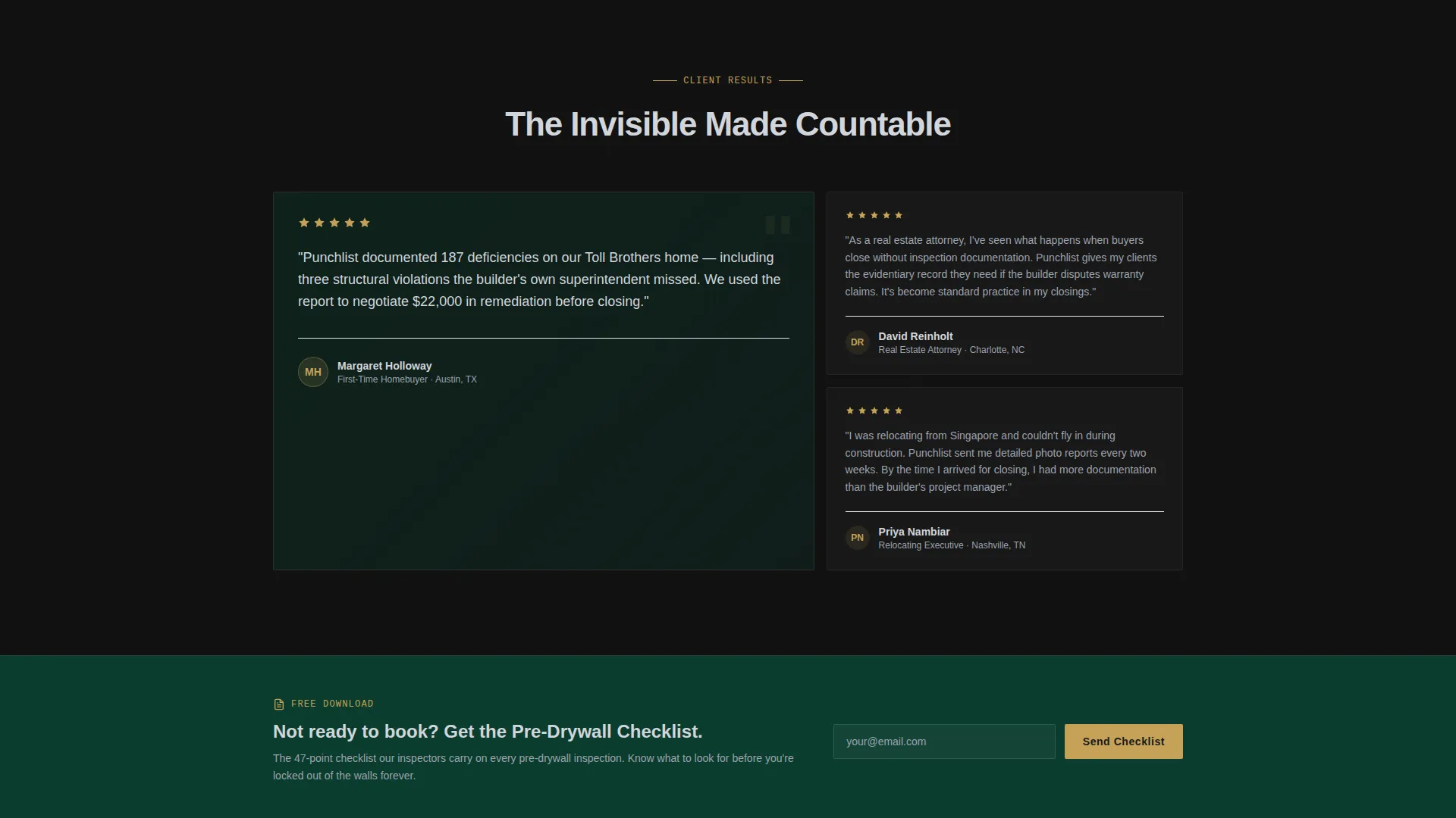 New Construction Home Inspection Landing Page