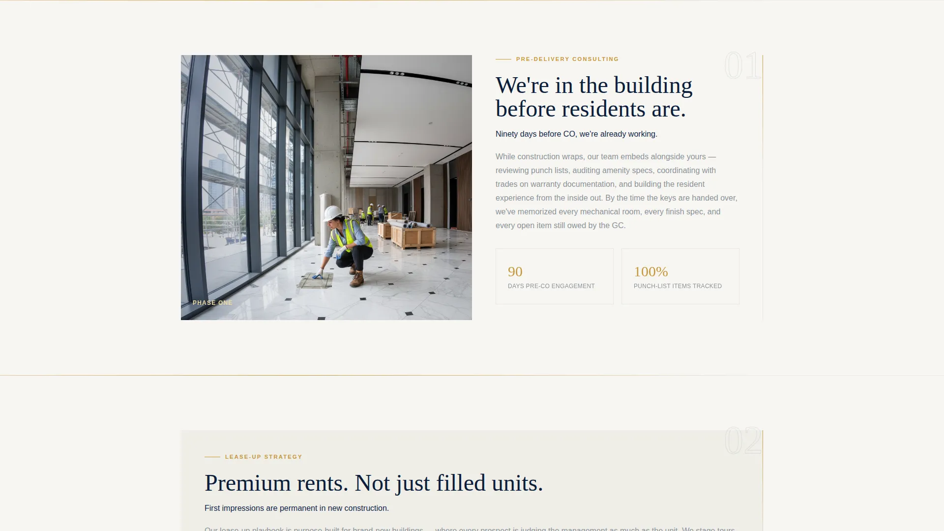 New Construction Property Management Landing Page