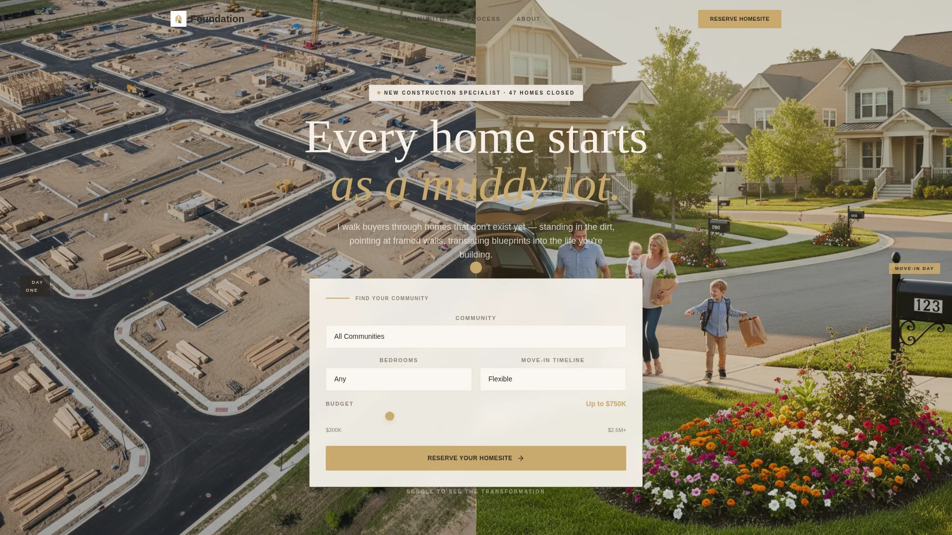 New Construction Real Estate Agent Landing Page