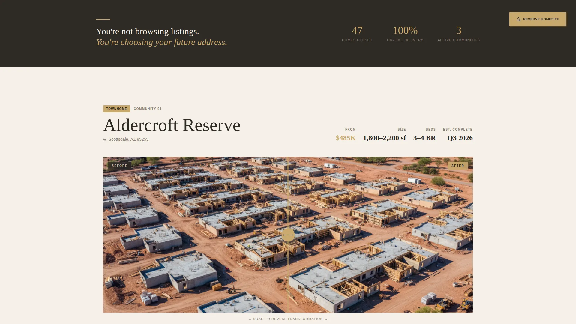 New Construction Real Estate Agent Landing Page