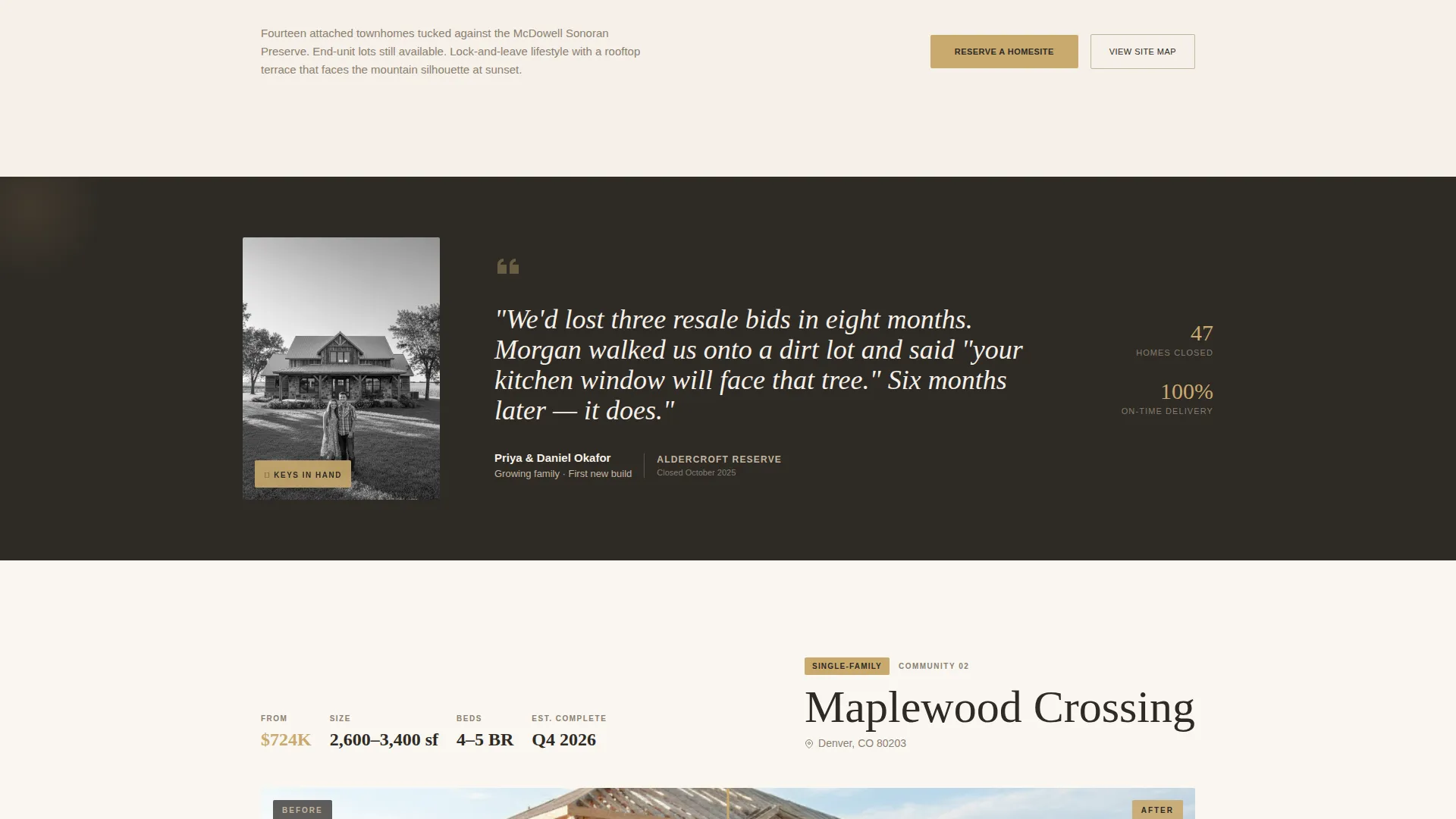 New Construction Real Estate Agent Landing Page