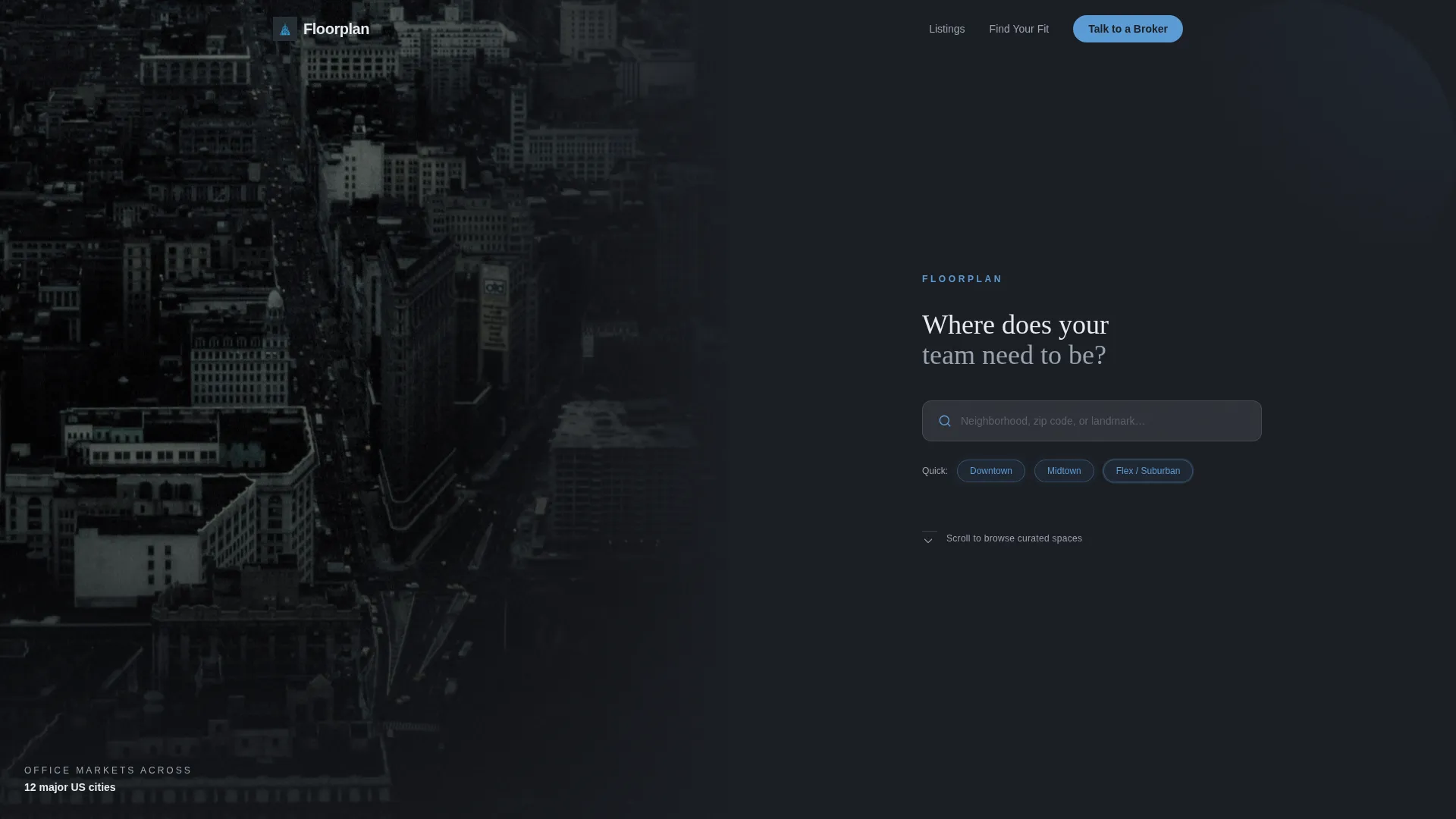 Cinematic Commercial Real Estate Landing Page
