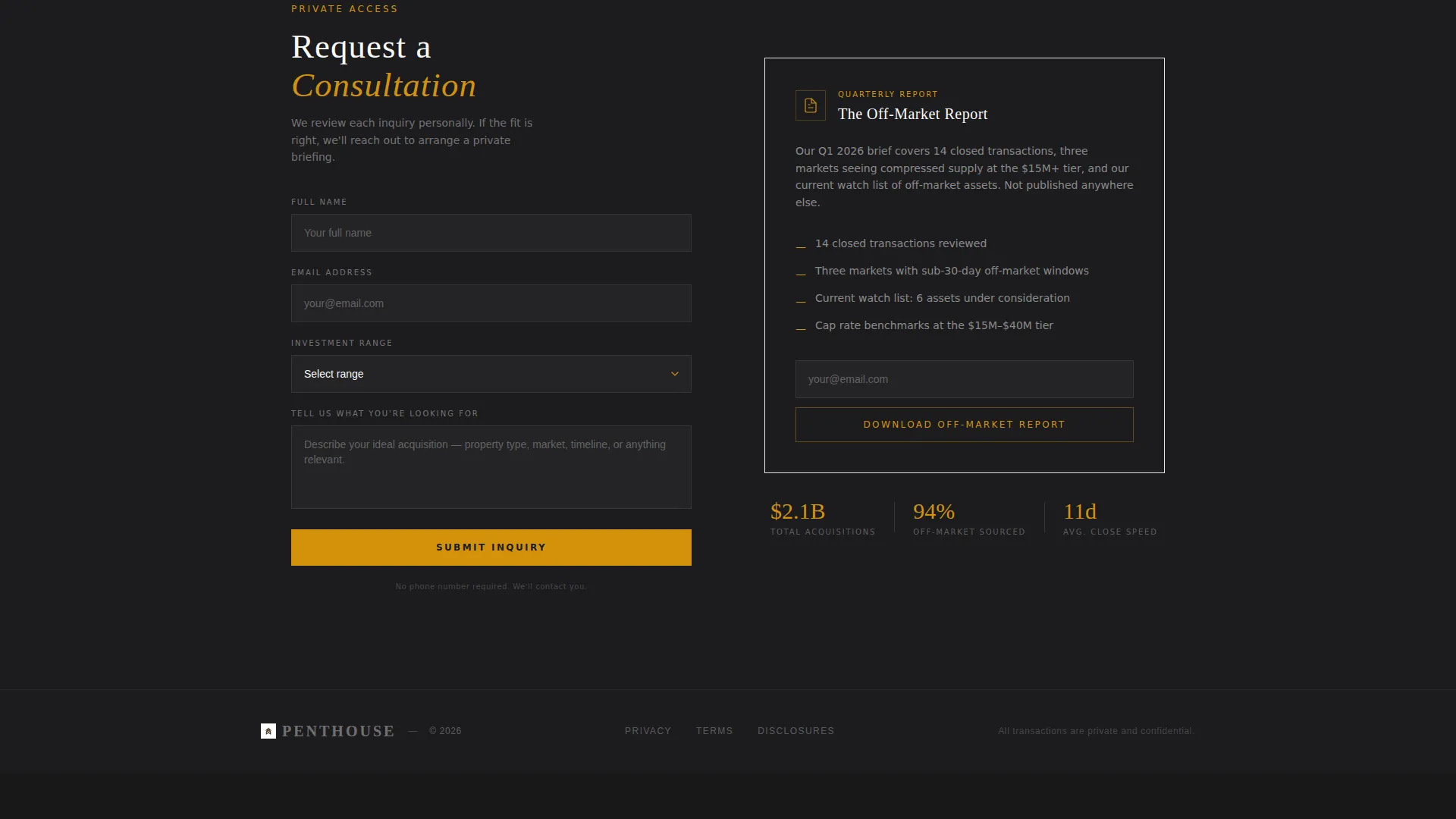 Exclusive Investment Landing Page Template