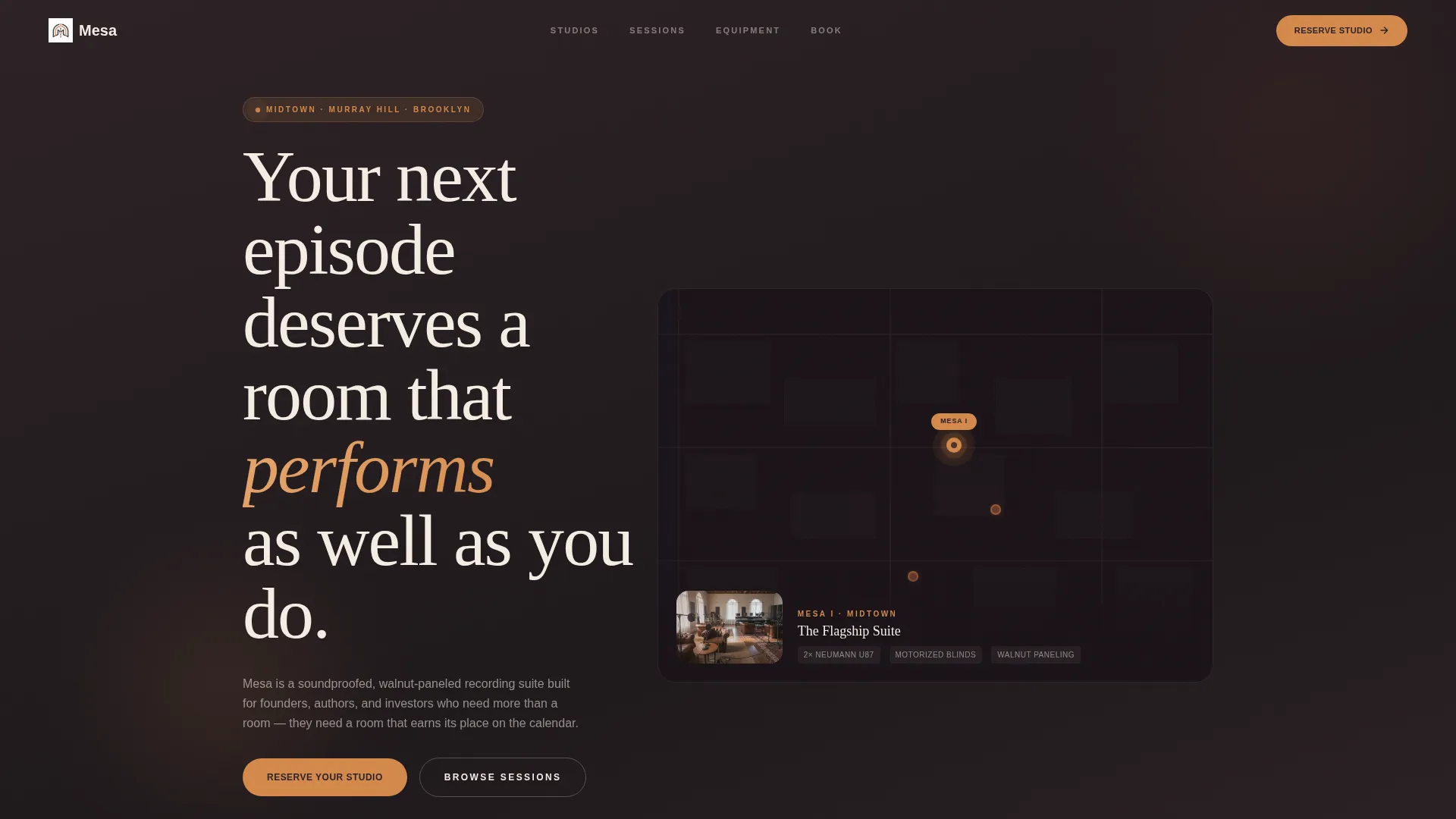 Executive Podcast Studio Rental Landing Page Template