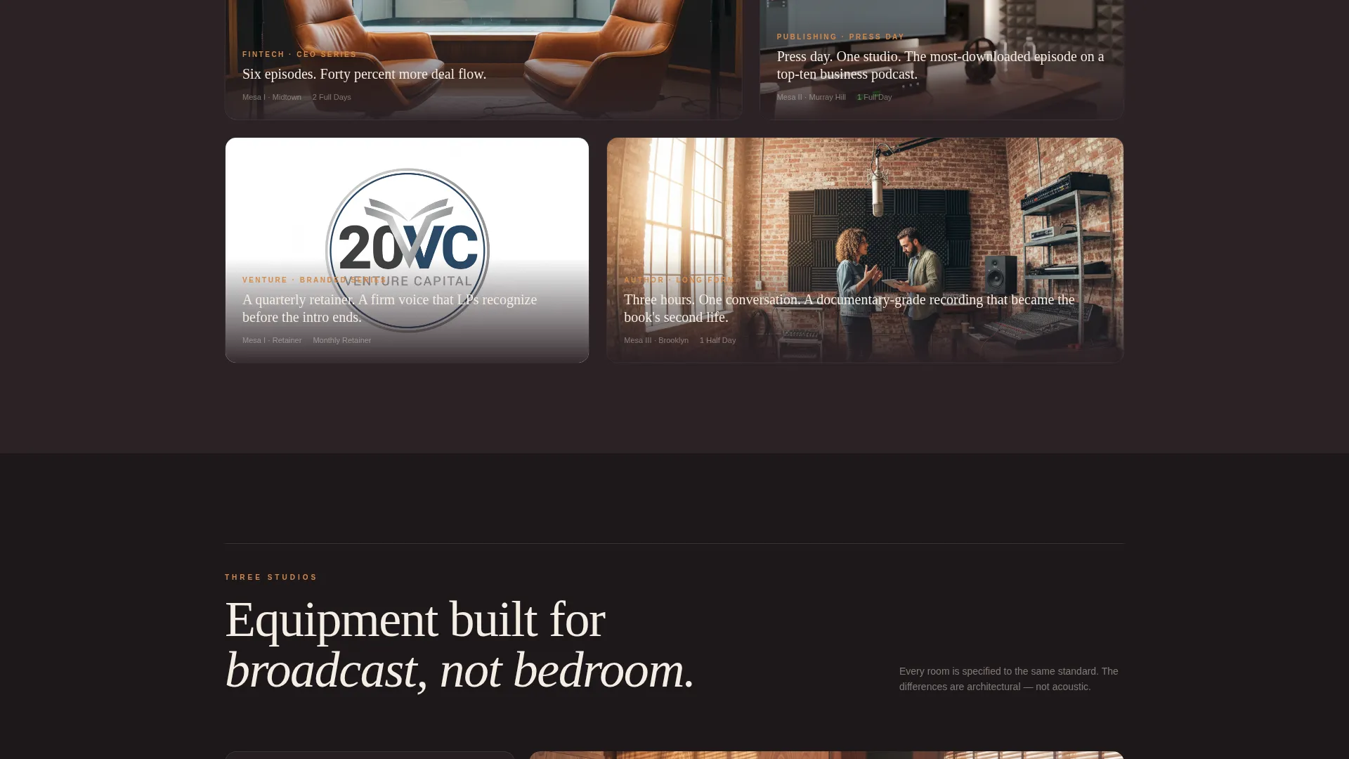 Executive Podcast Studio Rental Landing Page Template