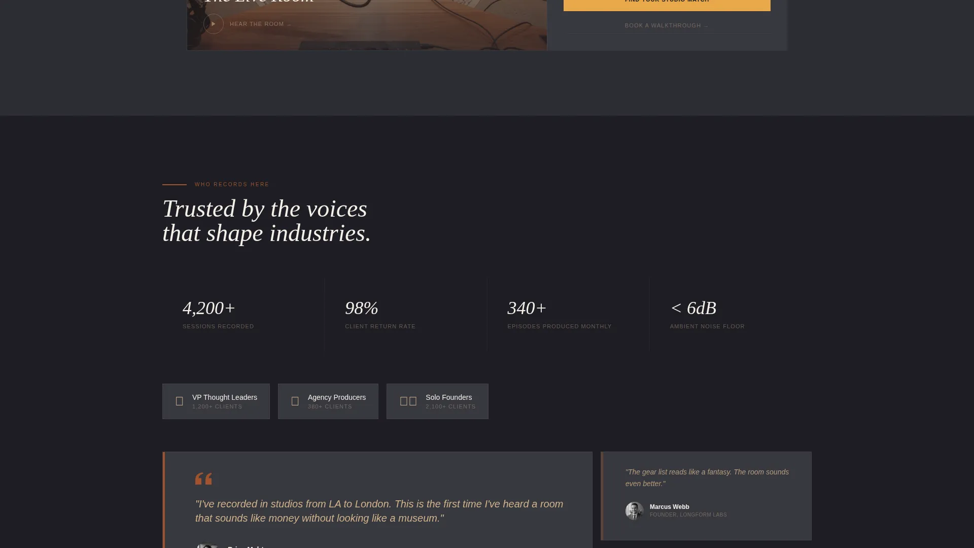Premium Podcast Studio Landing Page Template