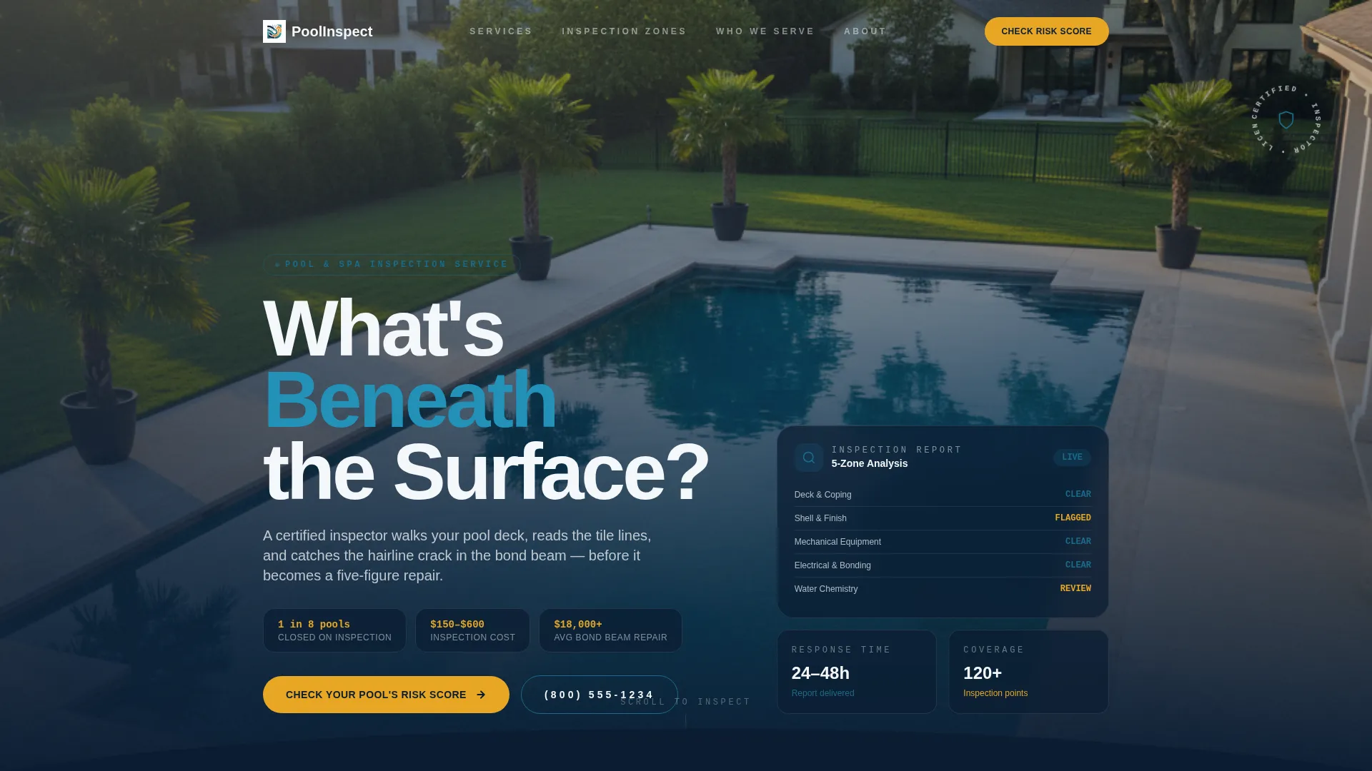 Pool Inspection Service Landing Page Template