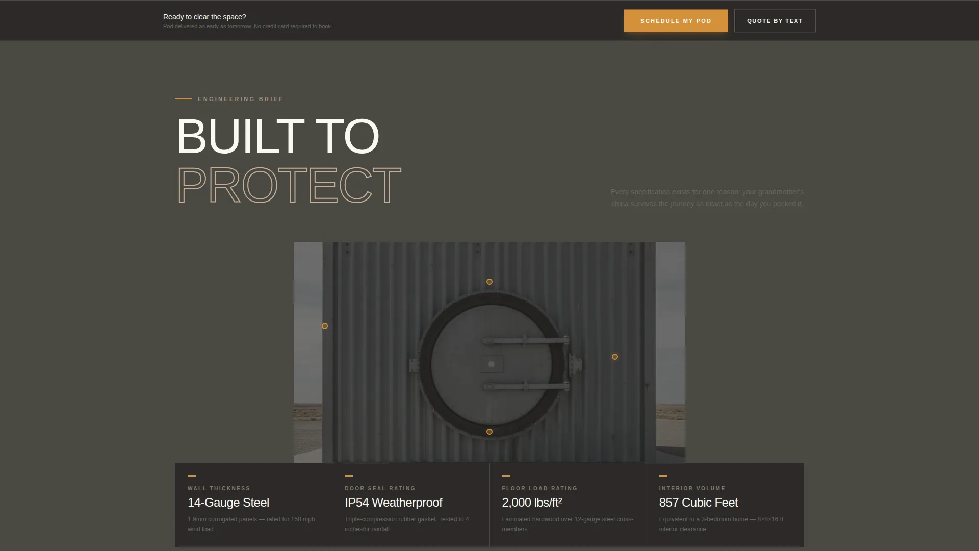 Portable Storage Pod Landing Page Template