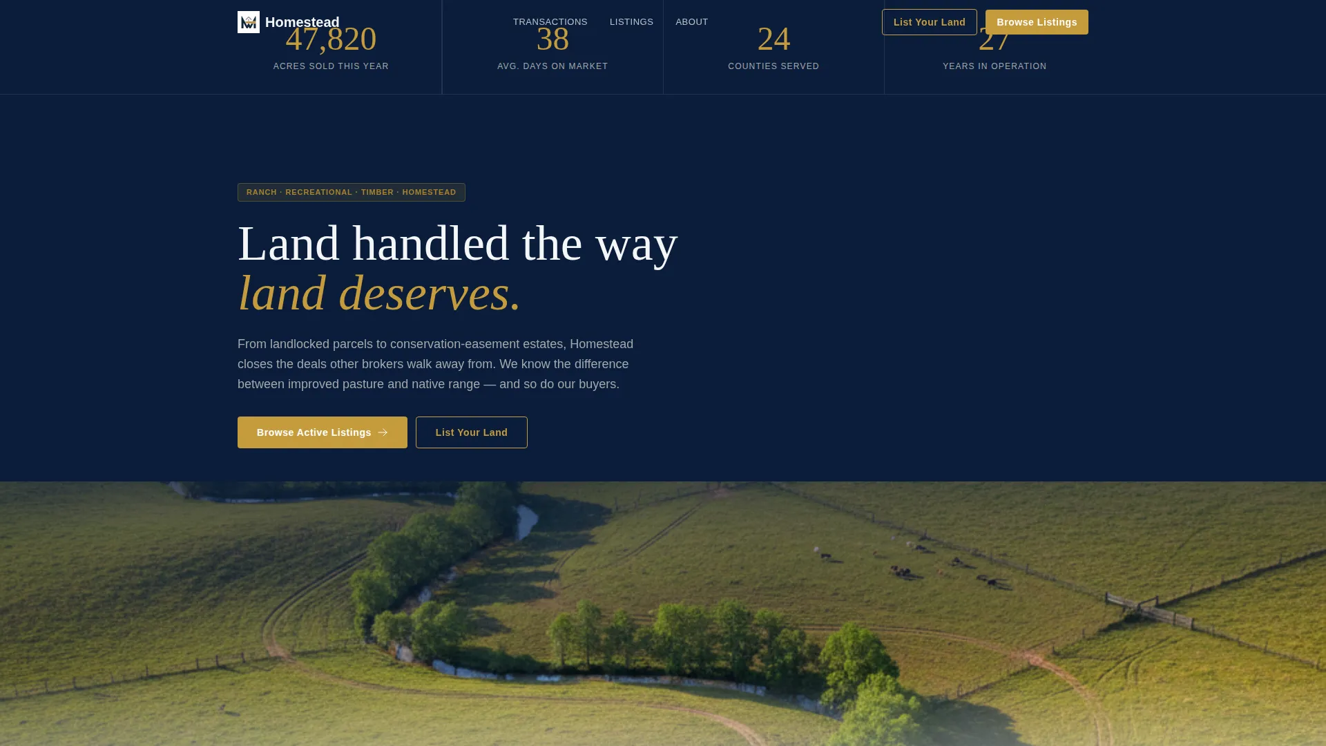 Ranch & Land Brokerage Landing Page Template