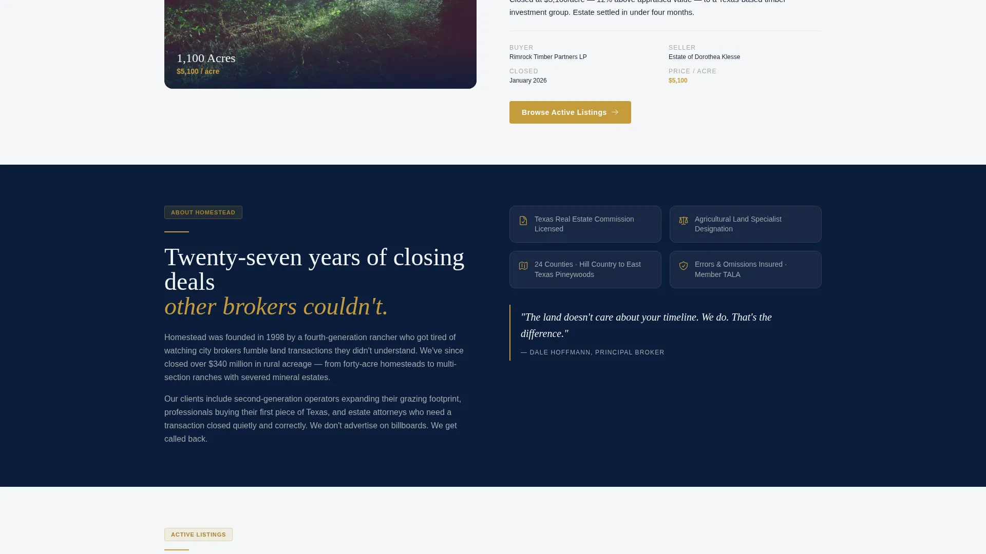 Ranch & Land Brokerage Landing Page Template