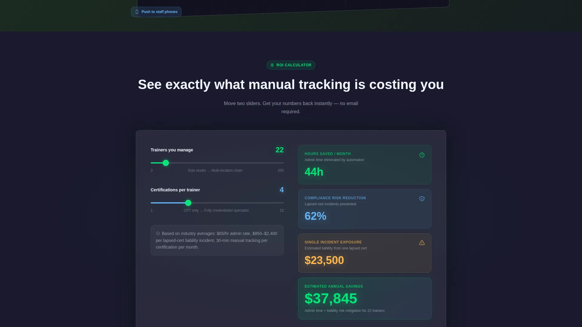 Fitness & Gym Software Specialist Cost Calculator Website Template