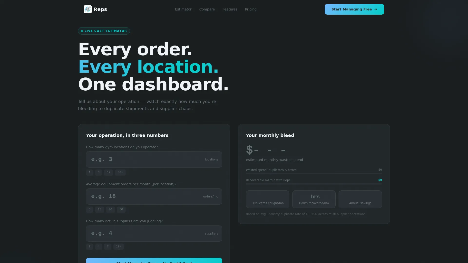 Fitness & Gym Software Advanced Cost Calculator Website Template