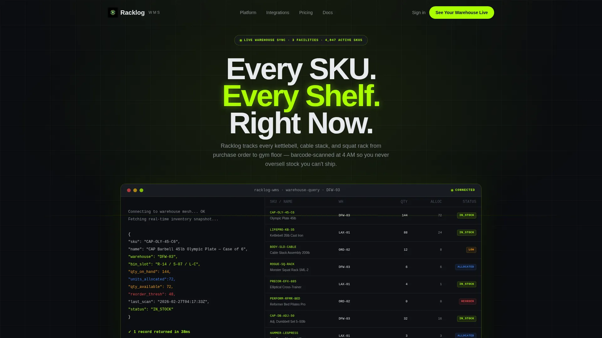 Fitness Warehouse Management Landing Page Template