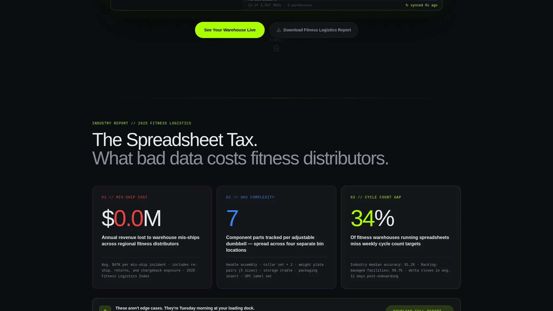 Fitness Warehouse Management Landing Page Template