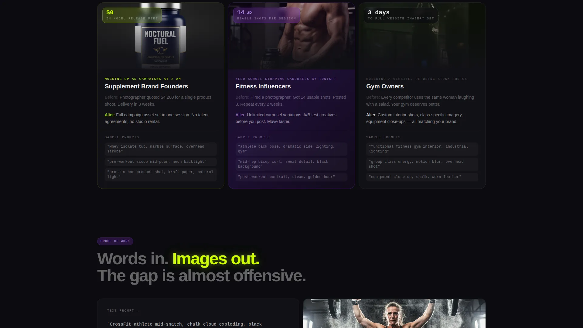 Fitness AI Image Generator Landing Page Template