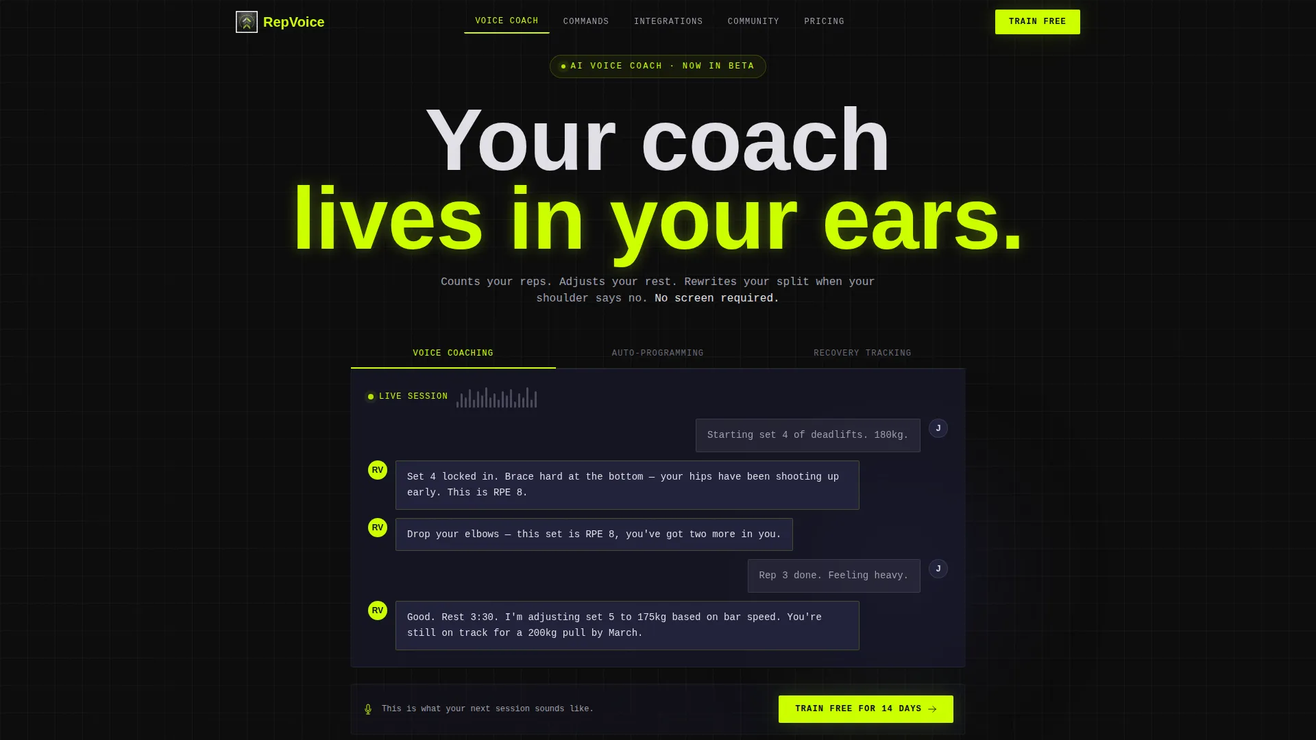 Fitness AI Voice Assistant Landing Page Template