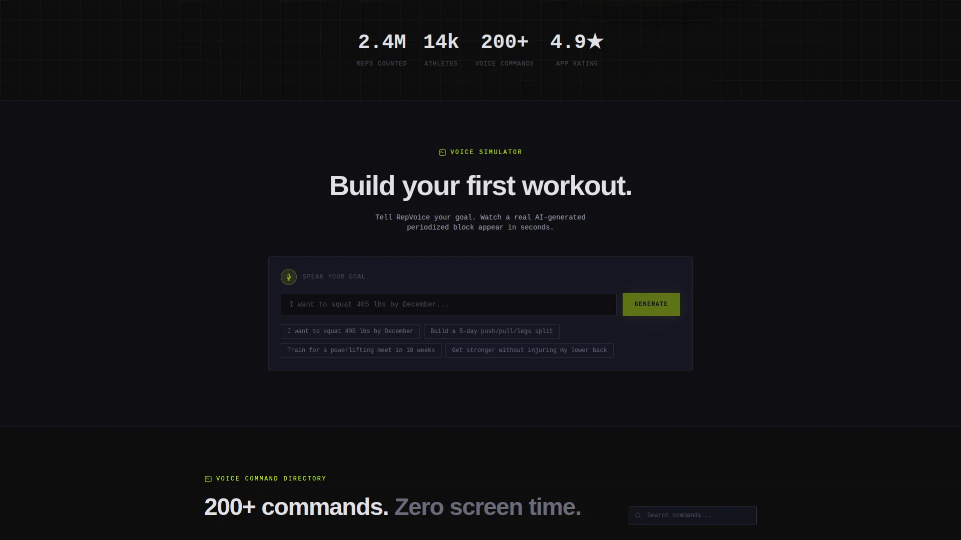 Fitness AI Voice Assistant Landing Page Template
