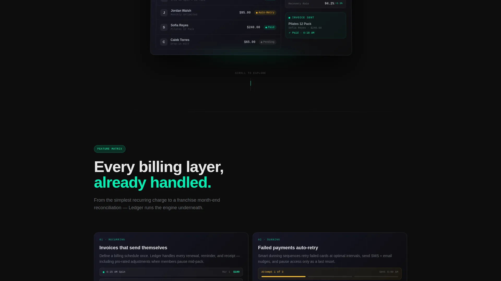 Fitness Billing & Invoicing Landing Page Template