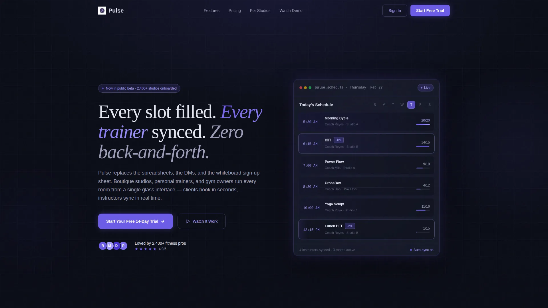 Fitness Booking & Scheduling Landing Page Template