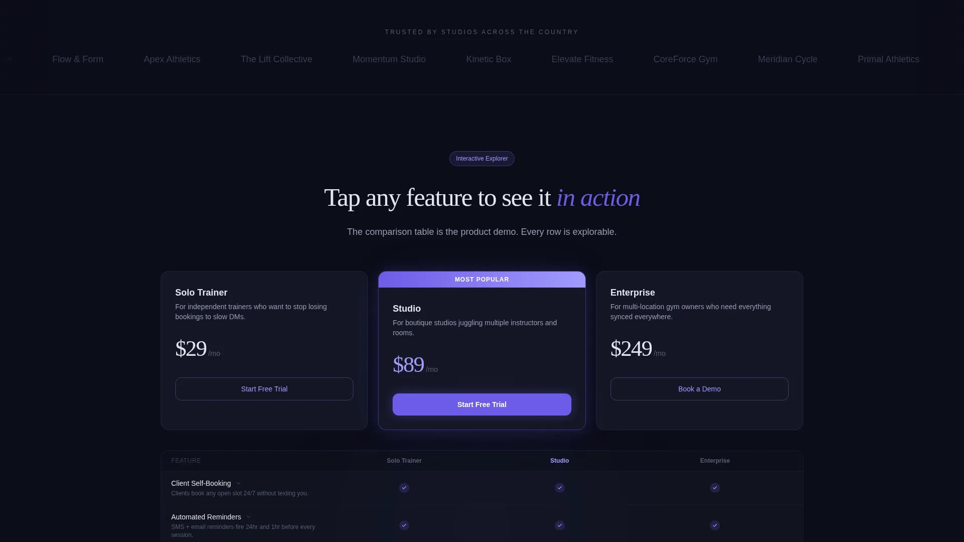 Fitness Booking & Scheduling Landing Page Template