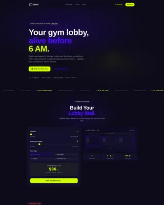 Fitness Digital Menu Landing Page Template