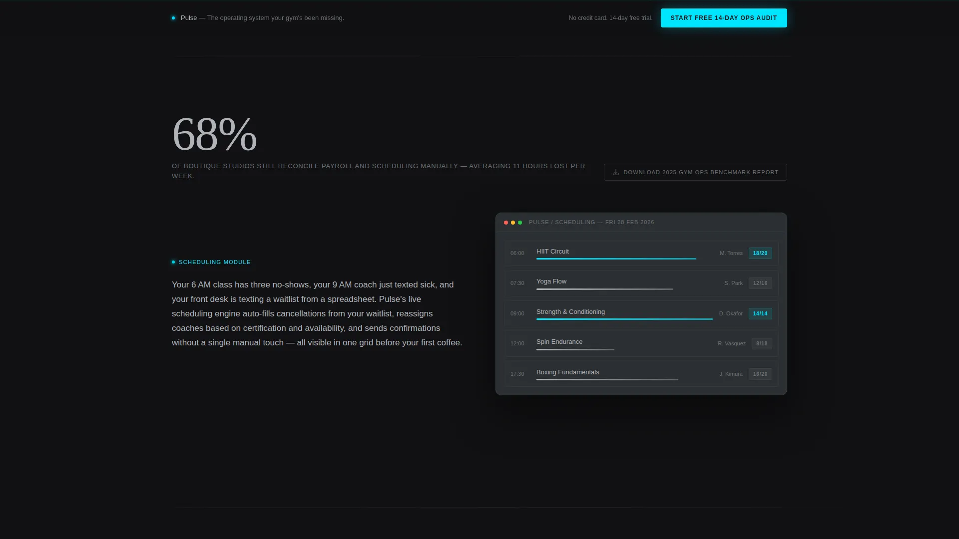 Fitness ERP Landing Page Template | Gym Ops Platform
