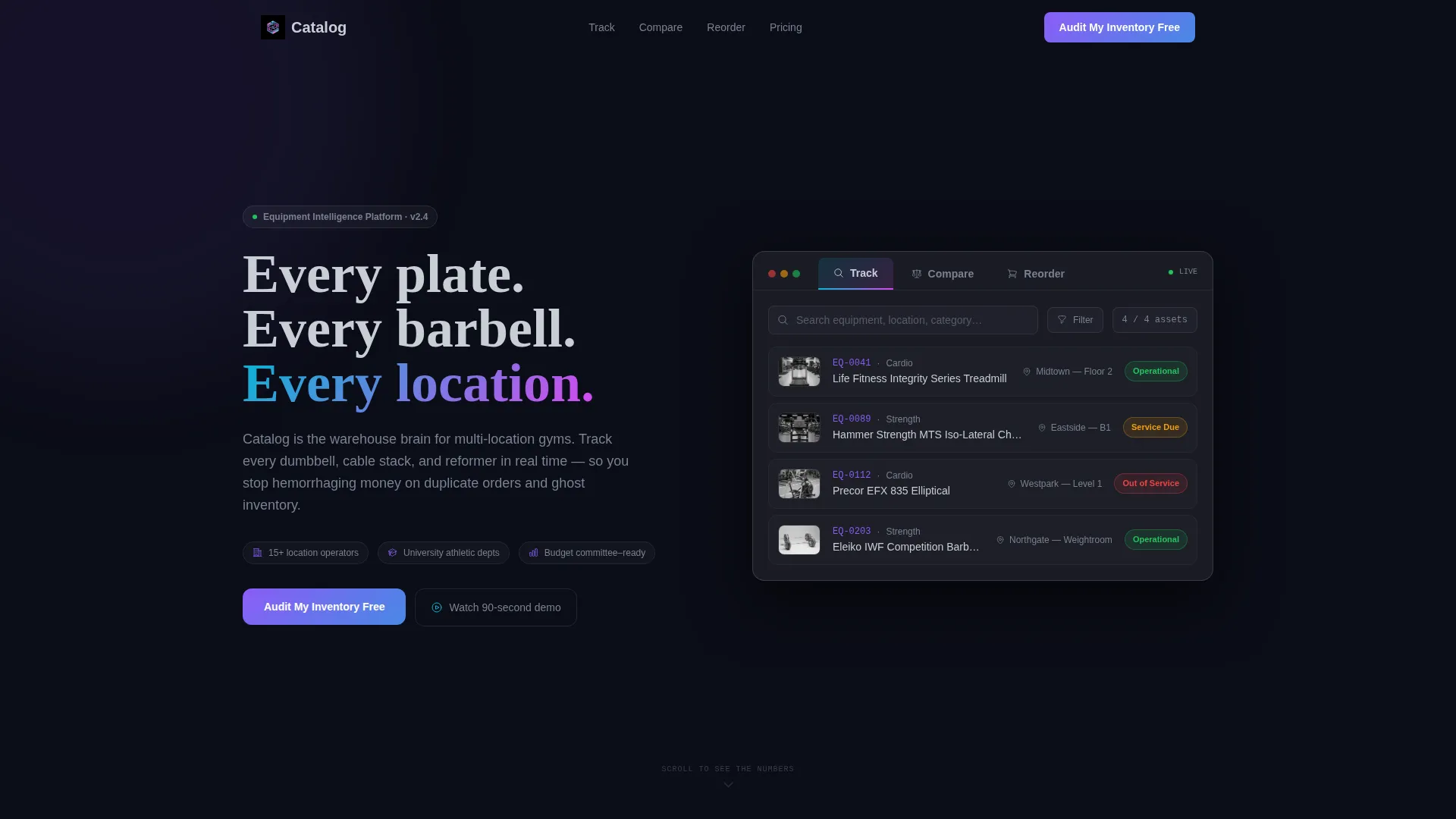 Fitness Inventory Management Landing Page Template
