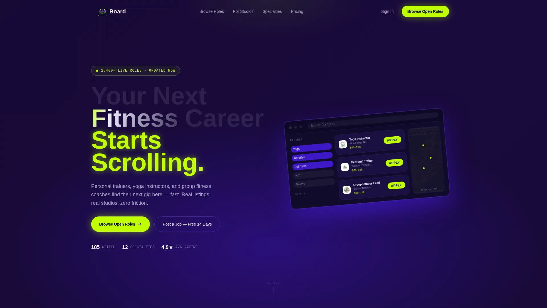 Fitness Job Board Landing Page Template