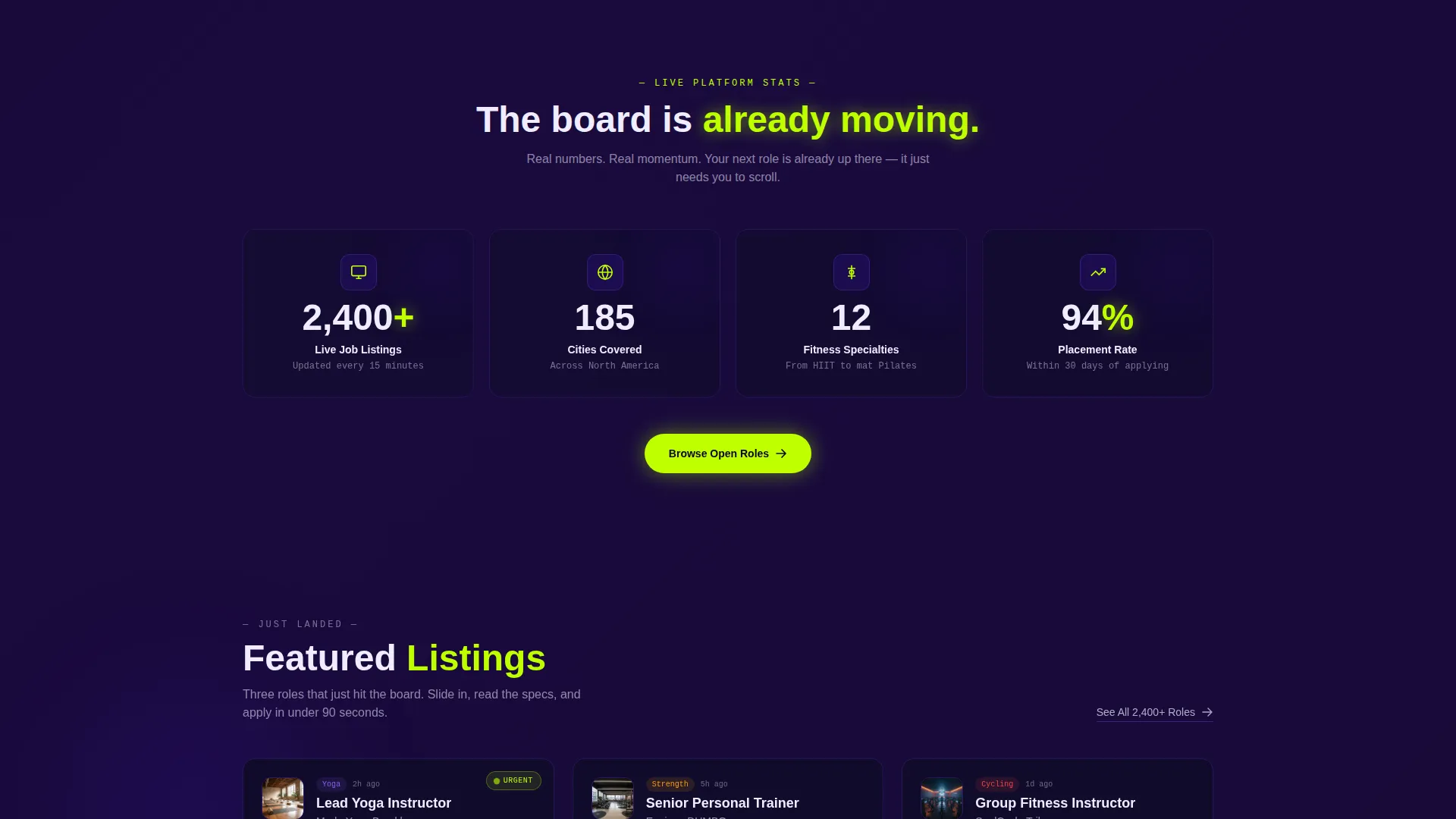 Fitness Job Board Landing Page Template