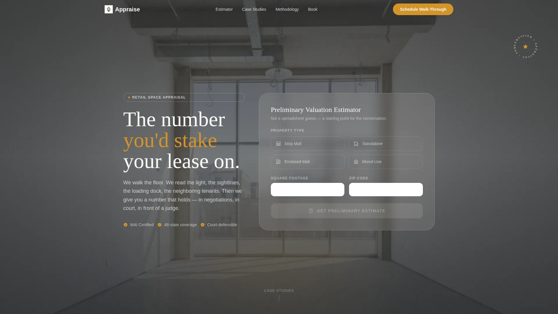 Retail Space Appraisal Service Landing Page Template