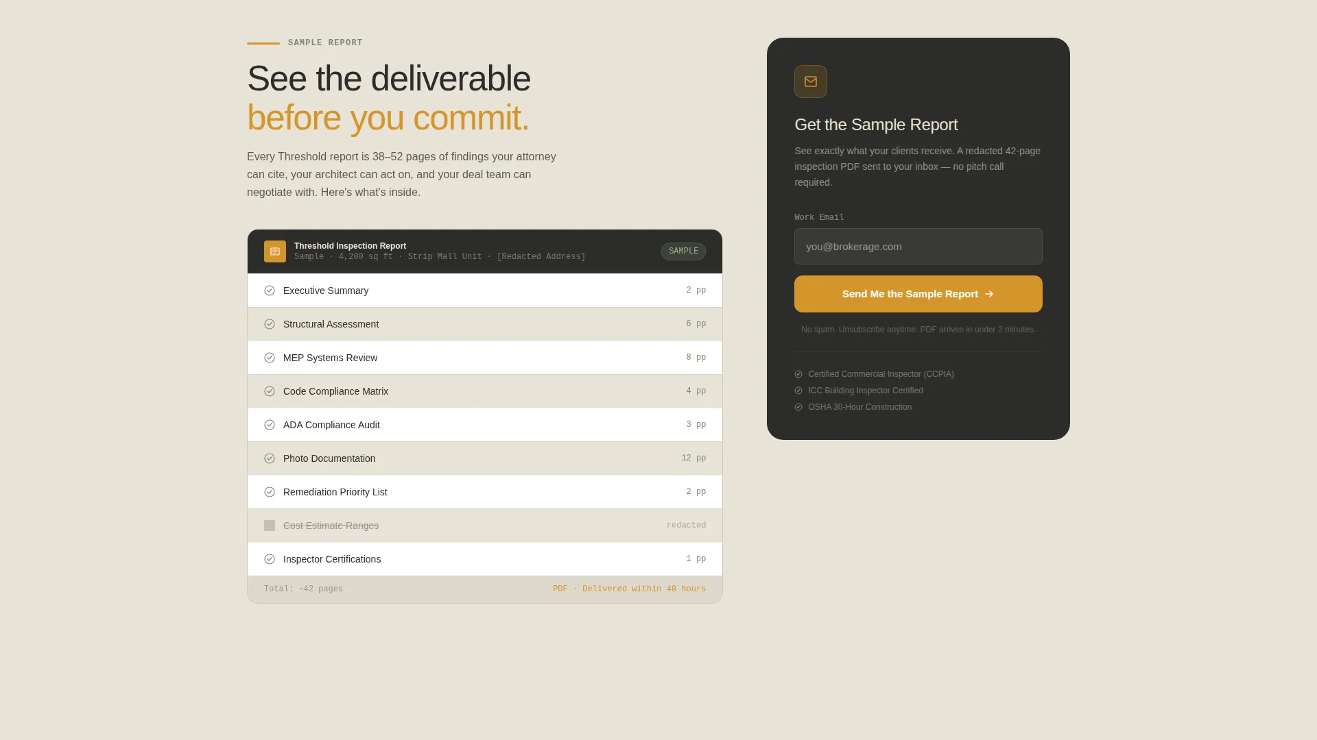 Retail Space Inspection Booking Landing Page