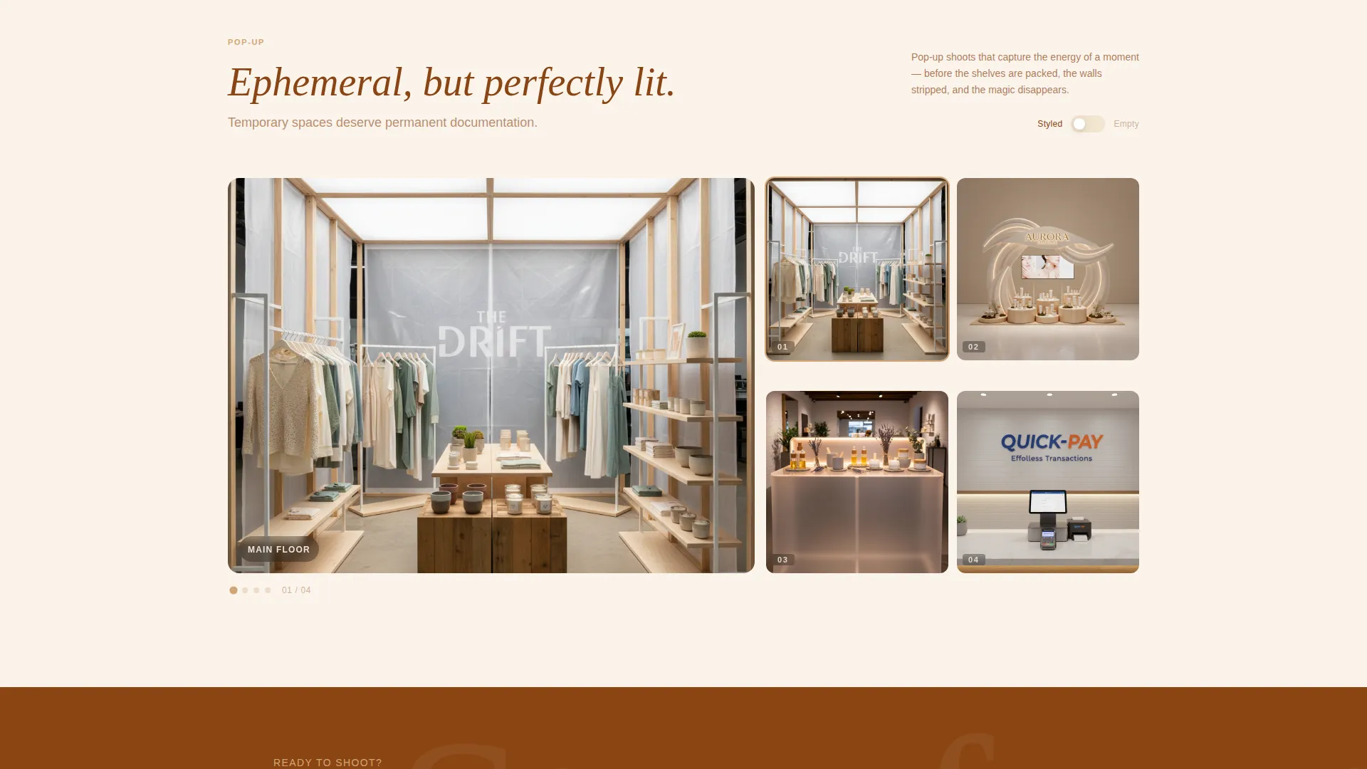 Retail Space Photography Landing Page Template