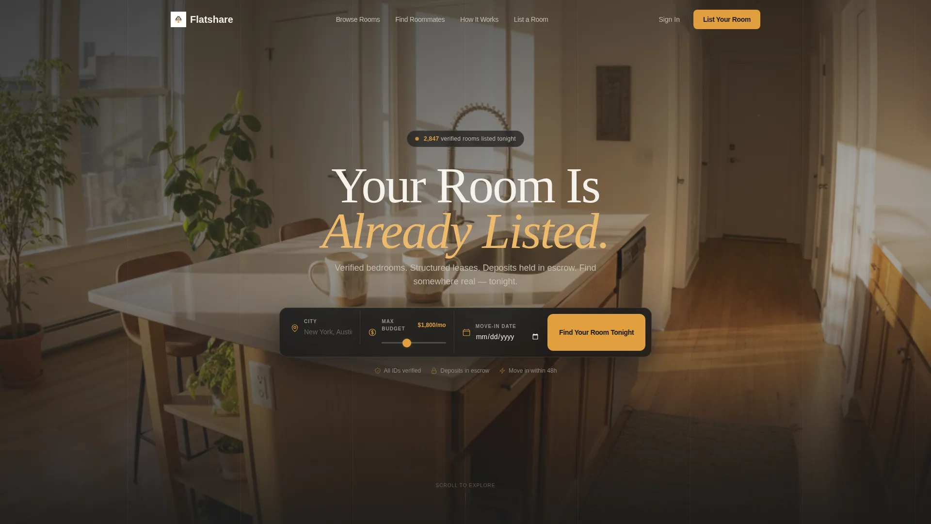Room Rental & Roommate Landing Page Template