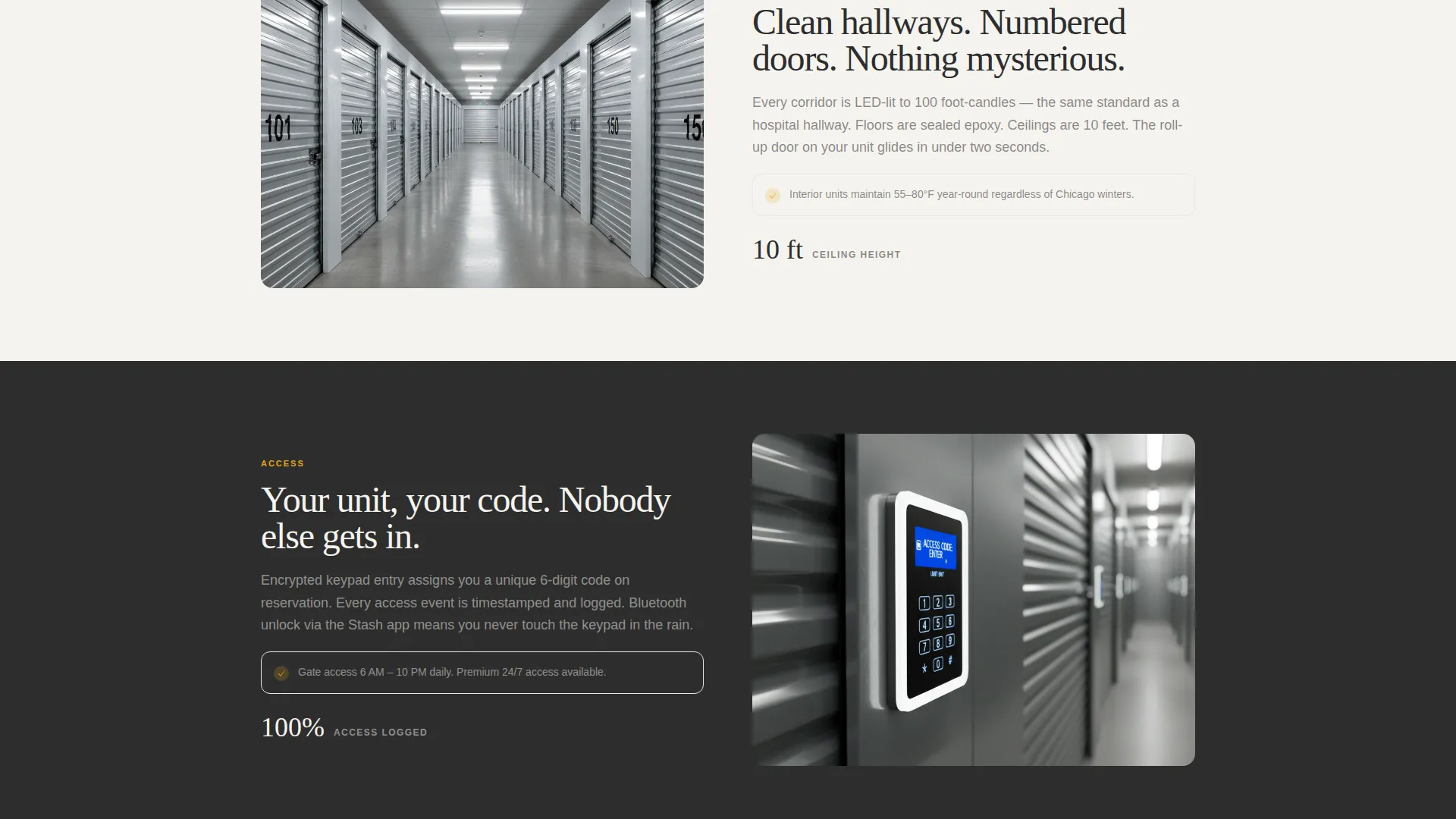 Self-Storage Landing Page Template with Map and Size Calculator