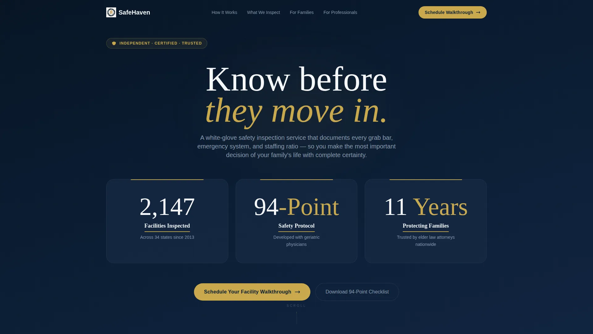 Senior Living Inspection Landing Page Template