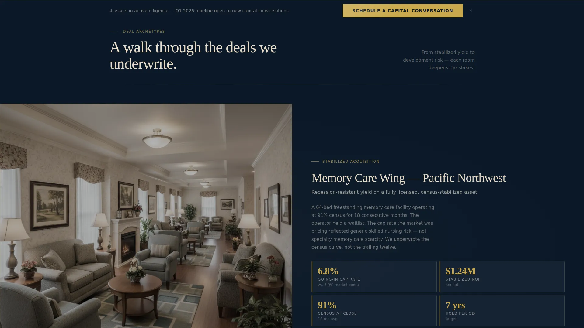 Senior Living Investment Advisory Landing Page
