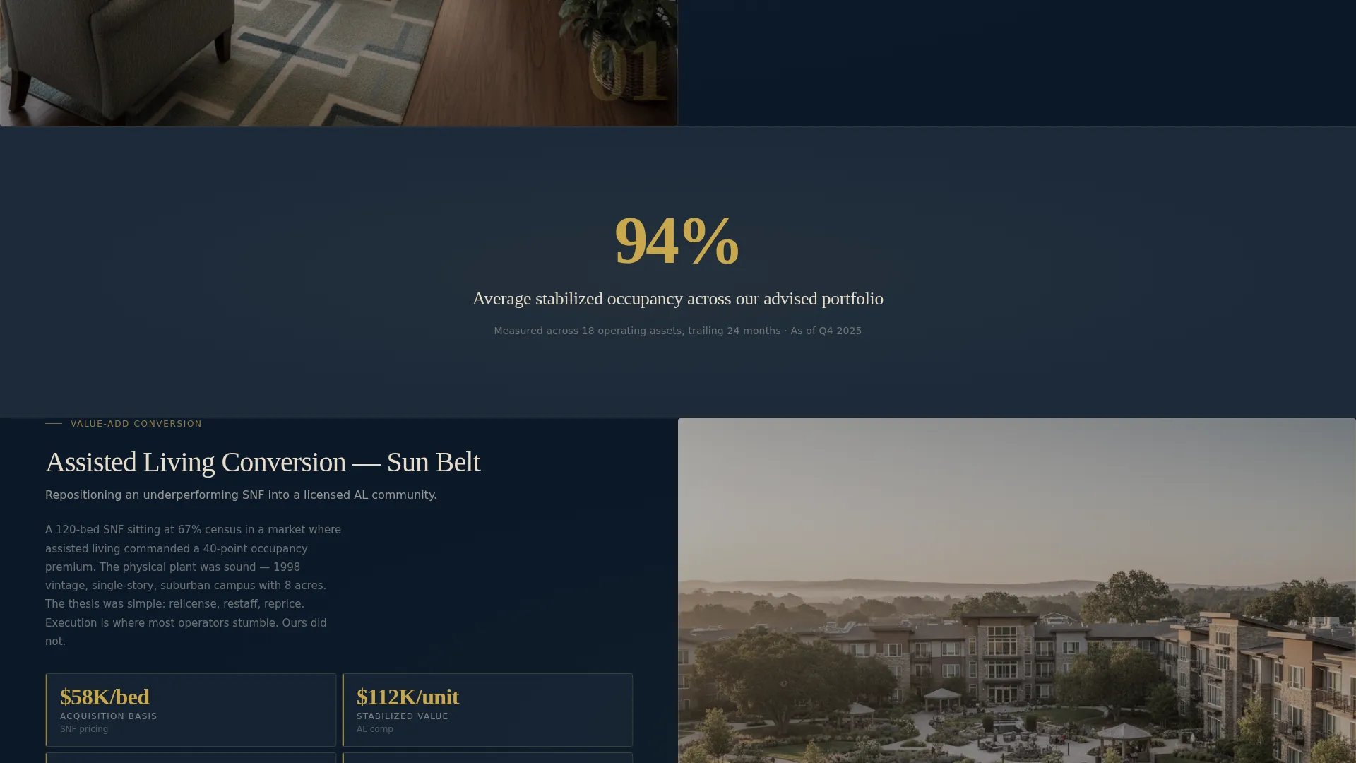 Senior Living Investment Advisory Landing Page