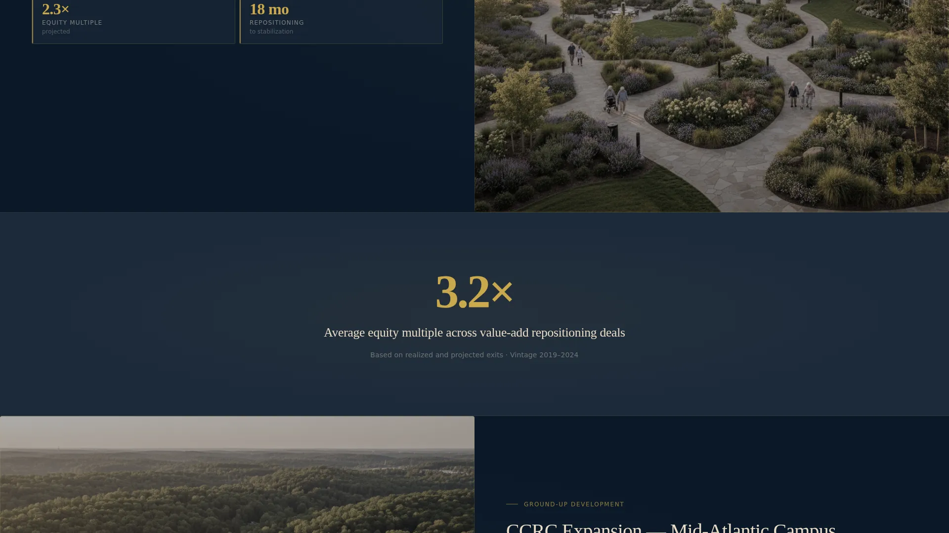 Senior Living Investment Advisory Landing Page