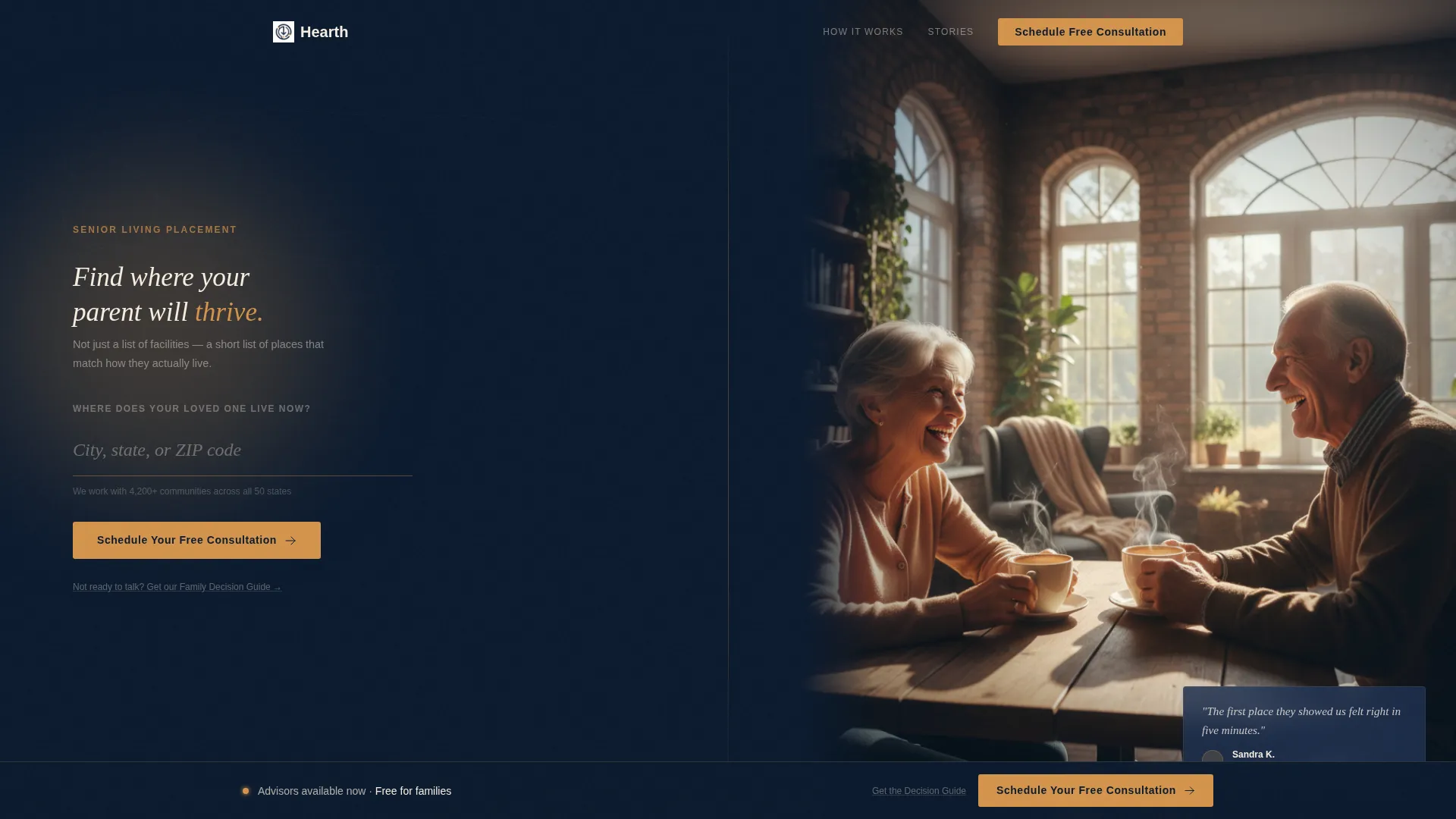 Senior Living Marketplace Landing Page Template