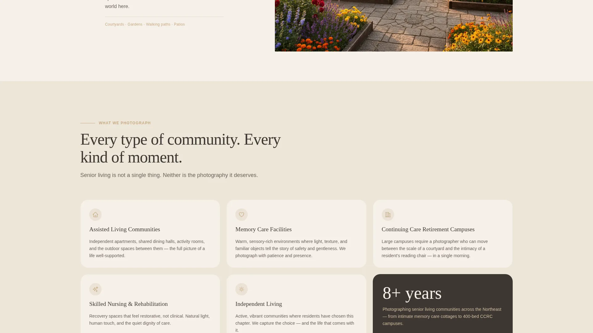 Senior Living Photography Landing Page Template