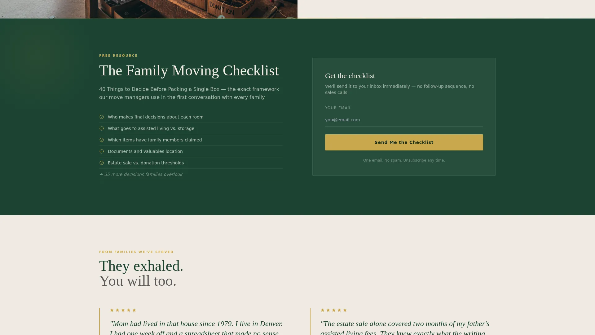 Senior Move Manager Landing Page Template