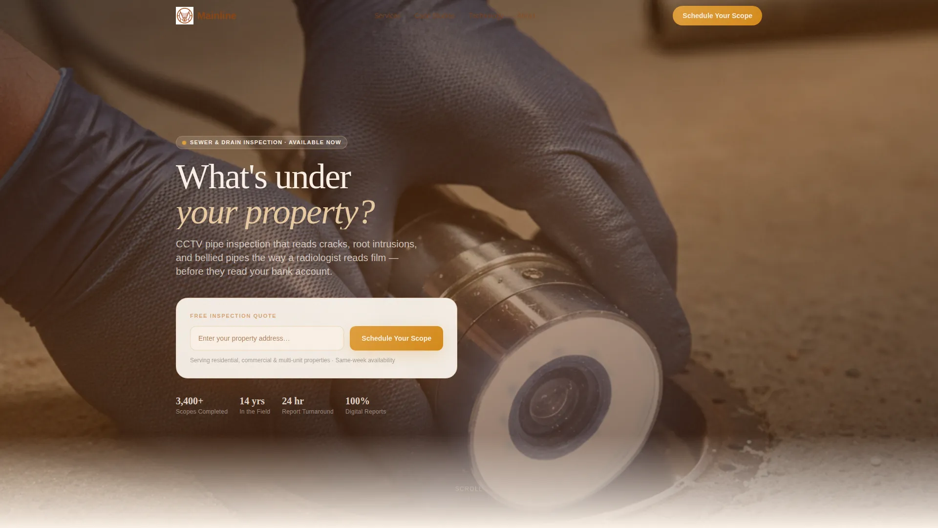Sewer Inspection Landing Page Template
