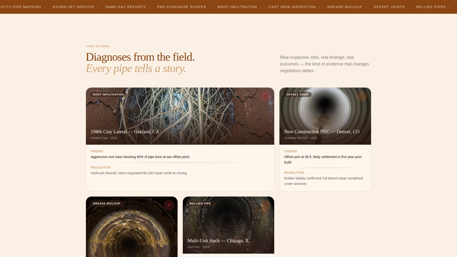 Sewer Inspection Landing Page Template