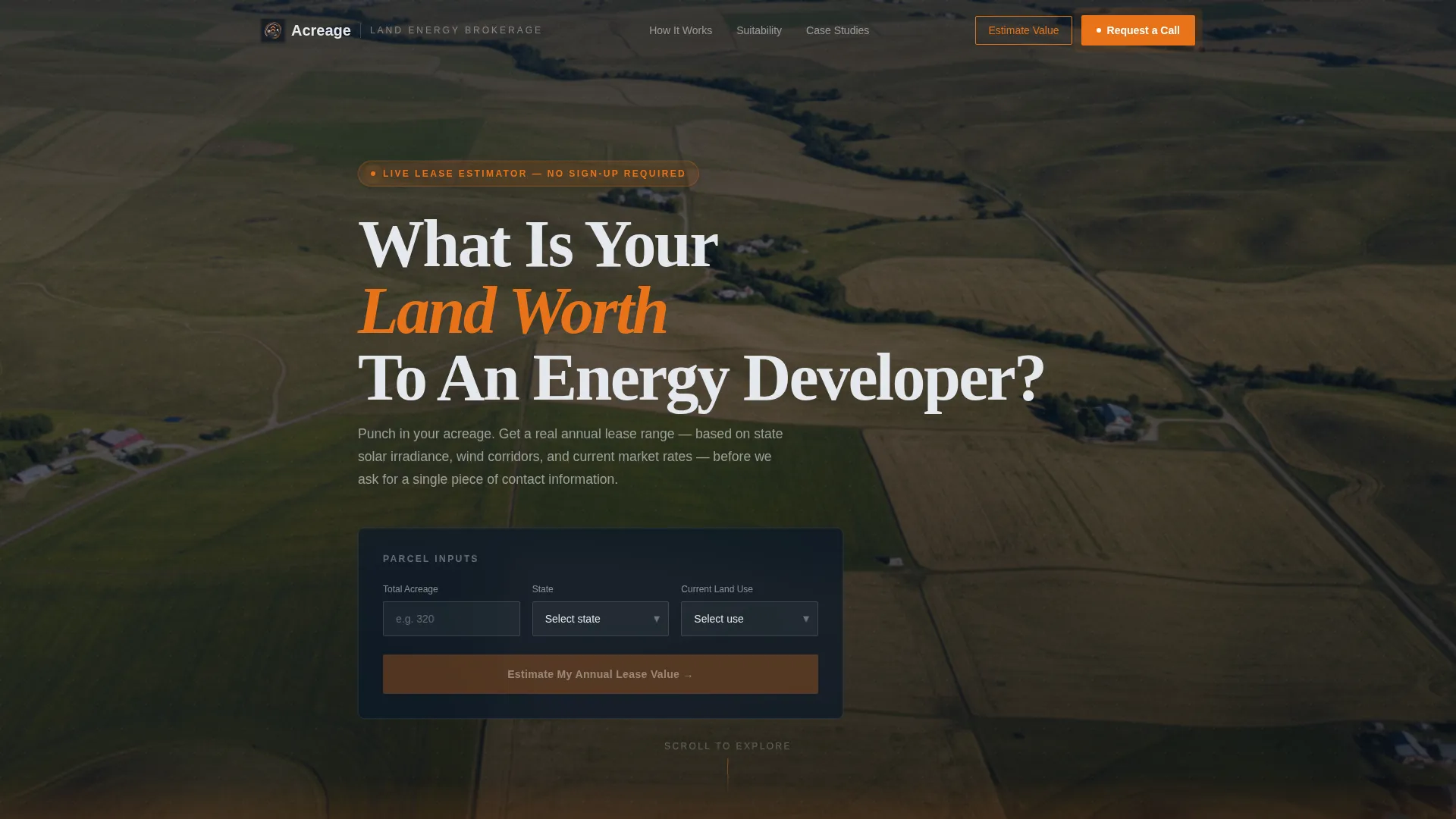 Land Brokerage Landing Page Template for Energy Leases
