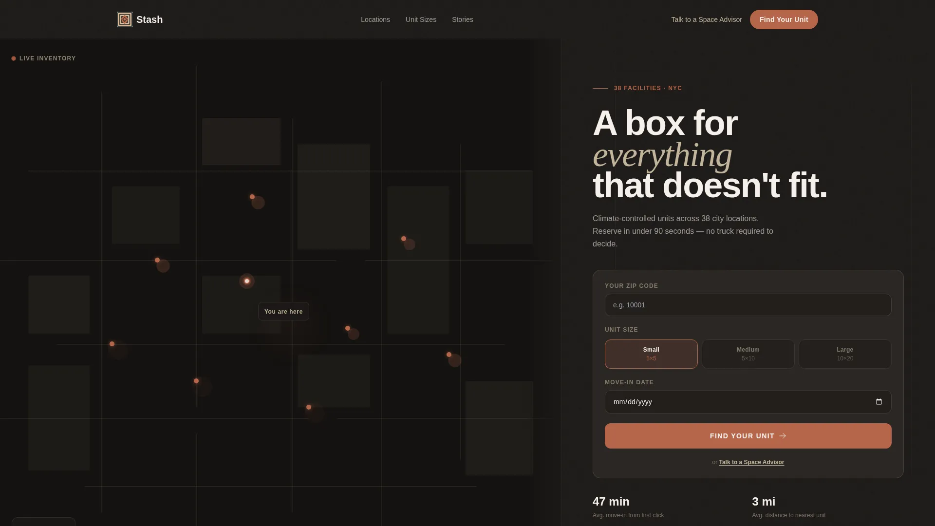 Storage Unit Rental Landing Page Template