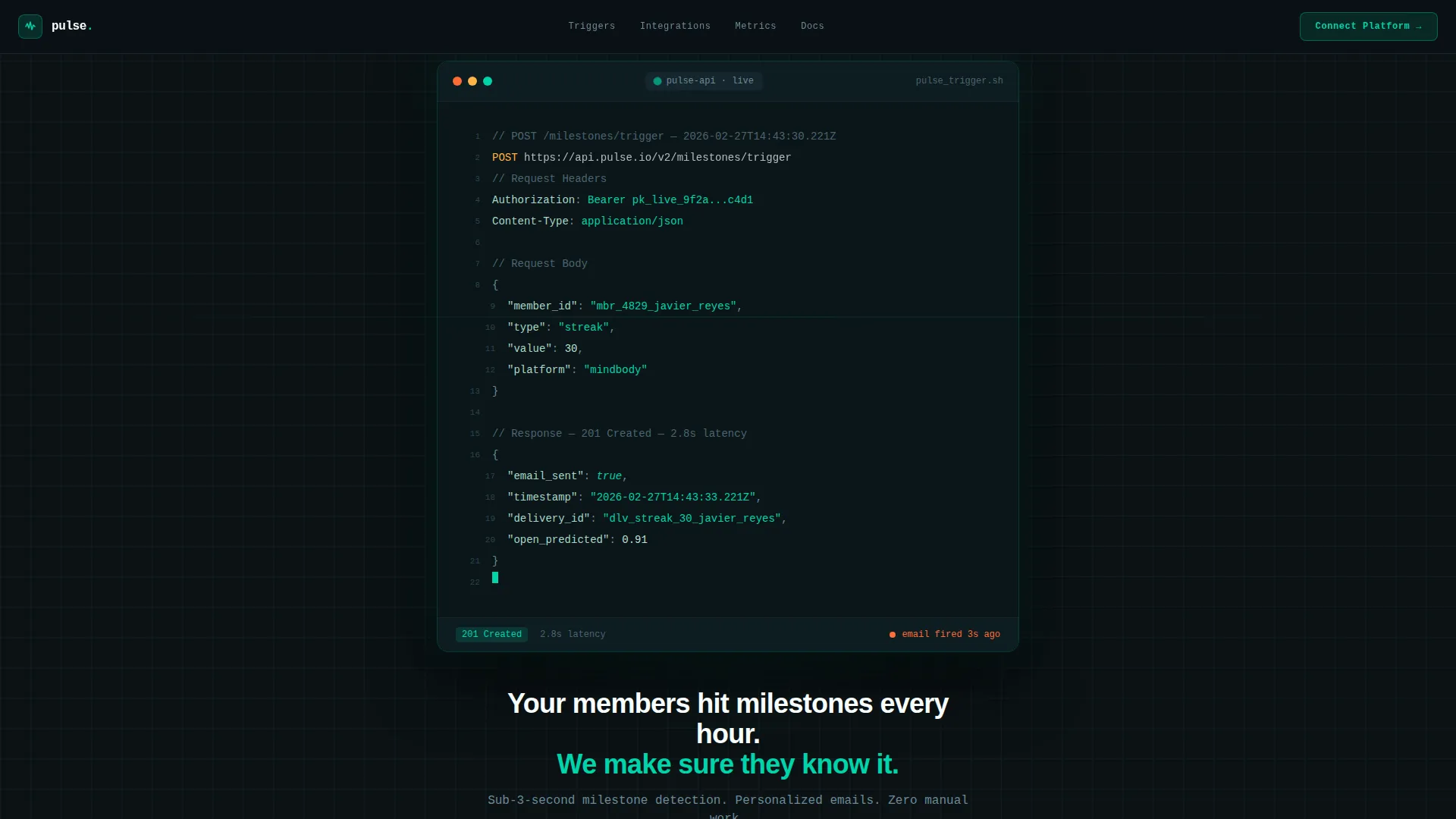 Fitness Milestone Email Service Landing Page Template