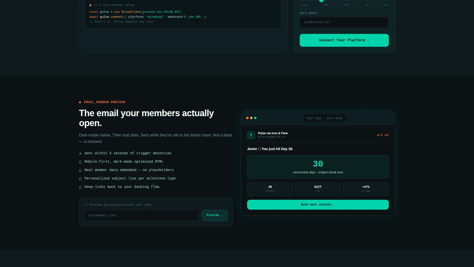 Fitness Milestone Email Service Landing Page Template