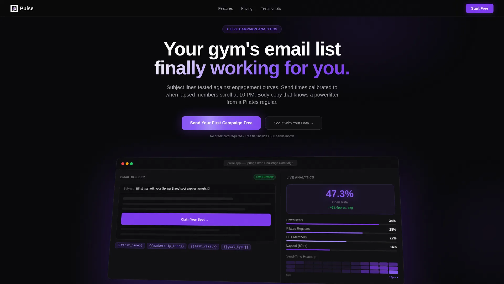 Fitness Promotional Email Landing Page Template