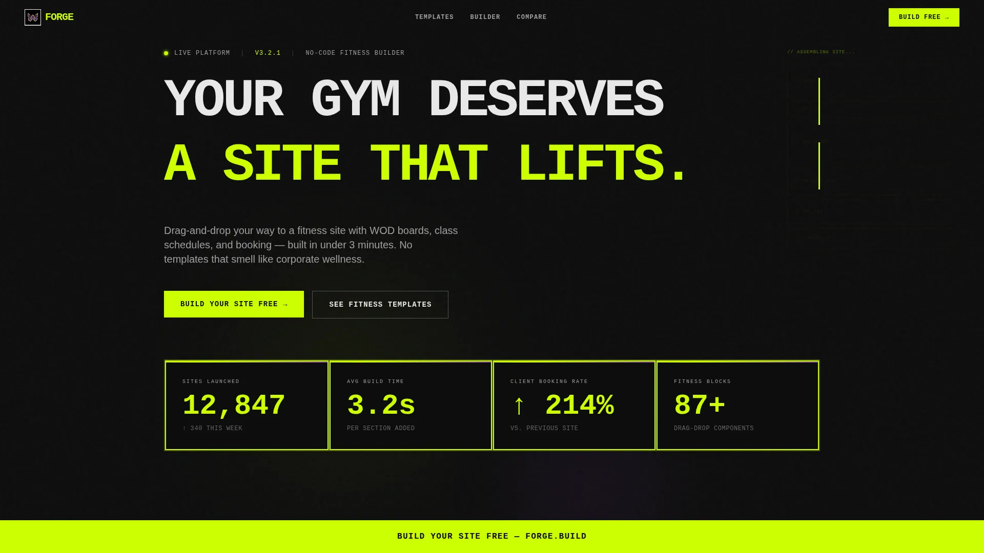 Fitness Website Builder Landing Page Template